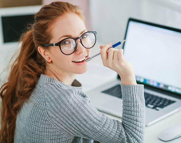 Woman wearing glasses