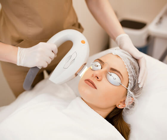 Woman undergoing IPL treatment