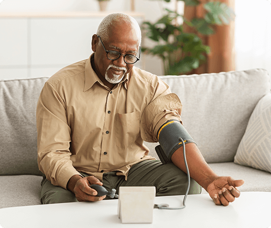 Man checking his blood pressure